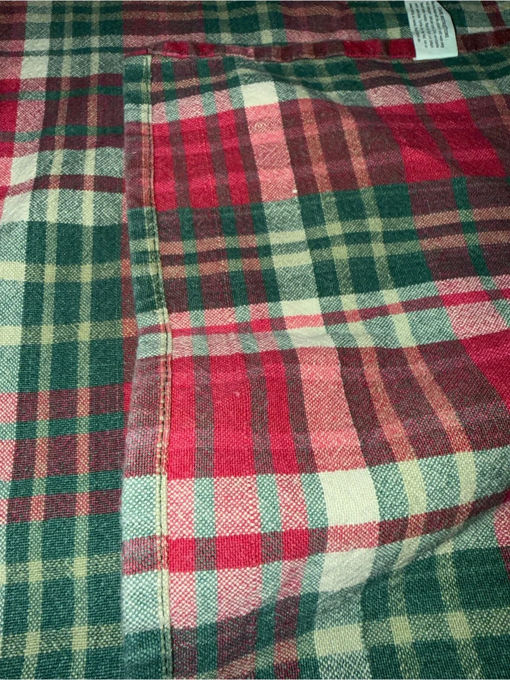 Vintage Avon Large Rectangular Red and Green Plaid Tablecloth